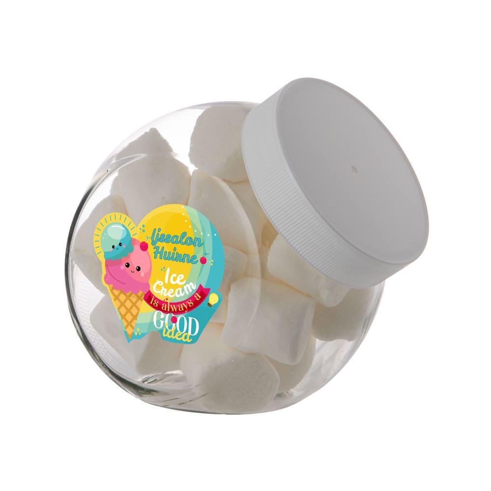 Medium glazen pot, gevuld met snoep