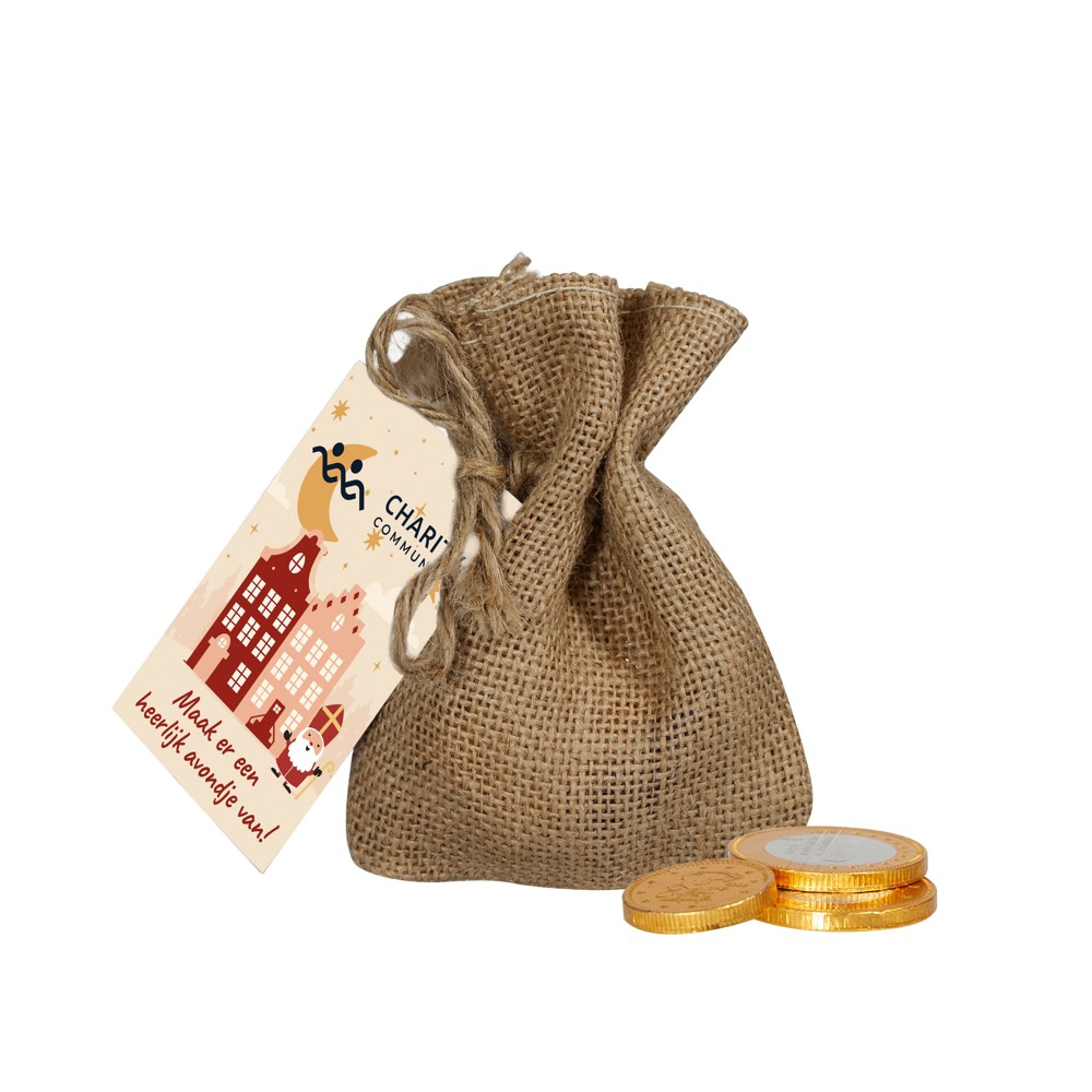 Jute zakje Chocolademunten